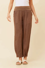 Bottega Tapered Linen Pants - Tobacco