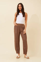 Bottega Tapered Linen Pants - Tobacco