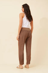 Bottega Tapered Linen Pants - Tobacco