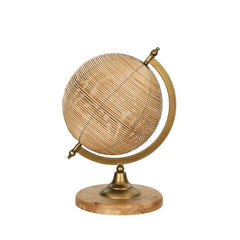 Society Home Sterling Globe – Rattan & Wood Decorative Accent