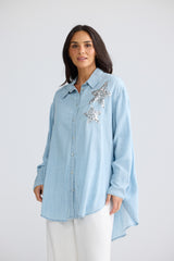 Homestead Shirt in Icey Blue - front view, Brave & True