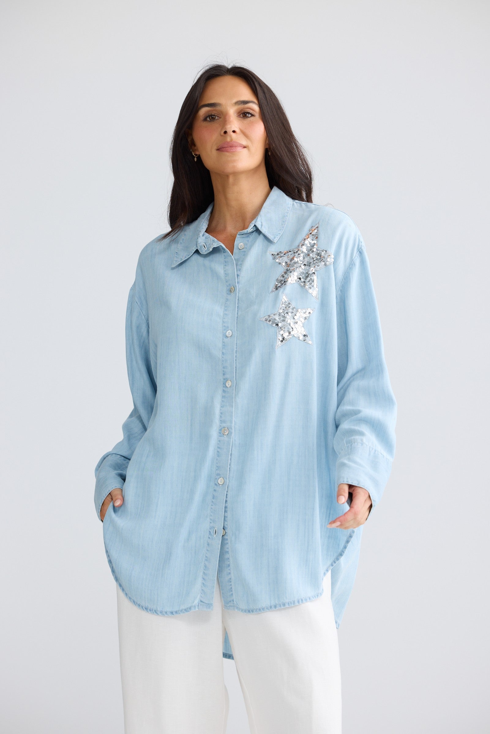 Homestead Shirt in Icey Blue - front view alternate, Brave & True