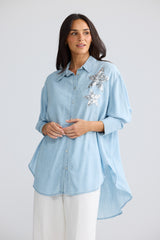 Homestead Shirt in Icey Blue - three-quarter view, Brave & True