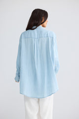 Homestead Shirt in Icey Blue - back view alternate, Brave & True