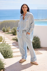 Homestead Shirt in Icey Blue - campaign lifestyle close-up, Brave & True