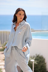 Homestead Shirt in Icey Blue - campaign lifestyle walking, Brave & True