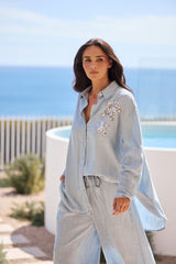 Homestead Shirt in Icey Blue - campaign lifestyle close-up alternate, Brave & True