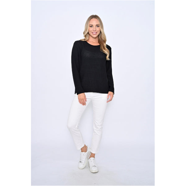 Cali & Co Honeycomb Cotton Jumper Black