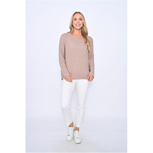 Cali & Co Honeycomb Cotton Jumper Mocha