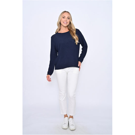 Cali & Co Honeycomb Cotton Jumper Navy