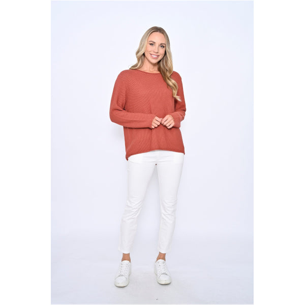 Cali & Co Honeycomb Cotton Jumper Rust