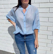 Load image into Gallery viewer, Linen Blouse Ice Blue