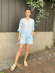 Worthier Linen Blouse Ice Blue