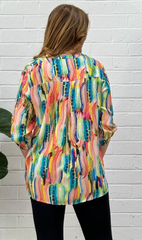 Abstract Print Sequin Top - Pink