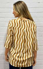 Abstract Print Sequin Top - Coffee