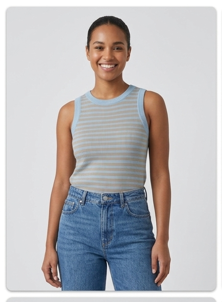 Little Lies Striped Tank – Blue/Tan