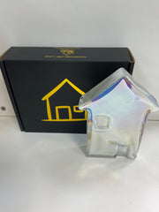 Decorative Glass House Ornament 14cm - White
