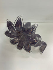 Everlasting glass flower 12cm purple/gold