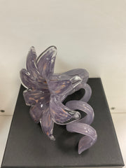 Everlasting glass flower 12cm purple/gold
