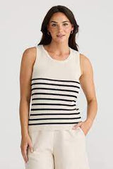 Amba Tank – Ecru with Black Stripe