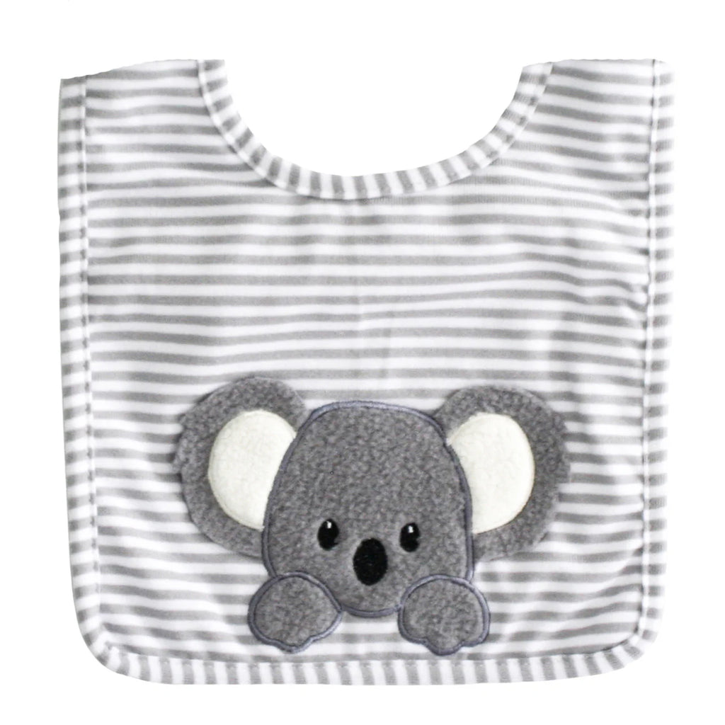 Alimrose Bib Baby Koala in Grey with koala appliqué