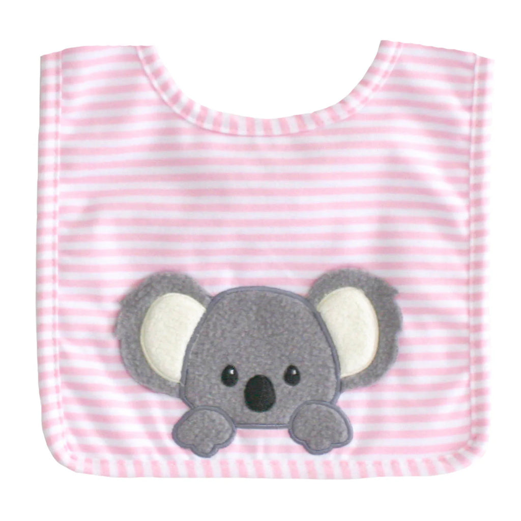 Alimrose Bib Baby Koala in Pink with koala appliqué