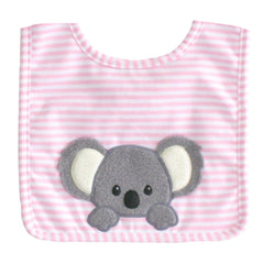 Alimrose Bib Baby Koala in Pink with koala appliqué