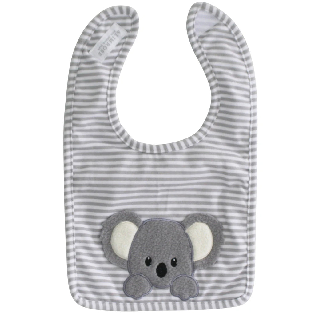 Alimrose Bib Baby Koala in Grey detail view