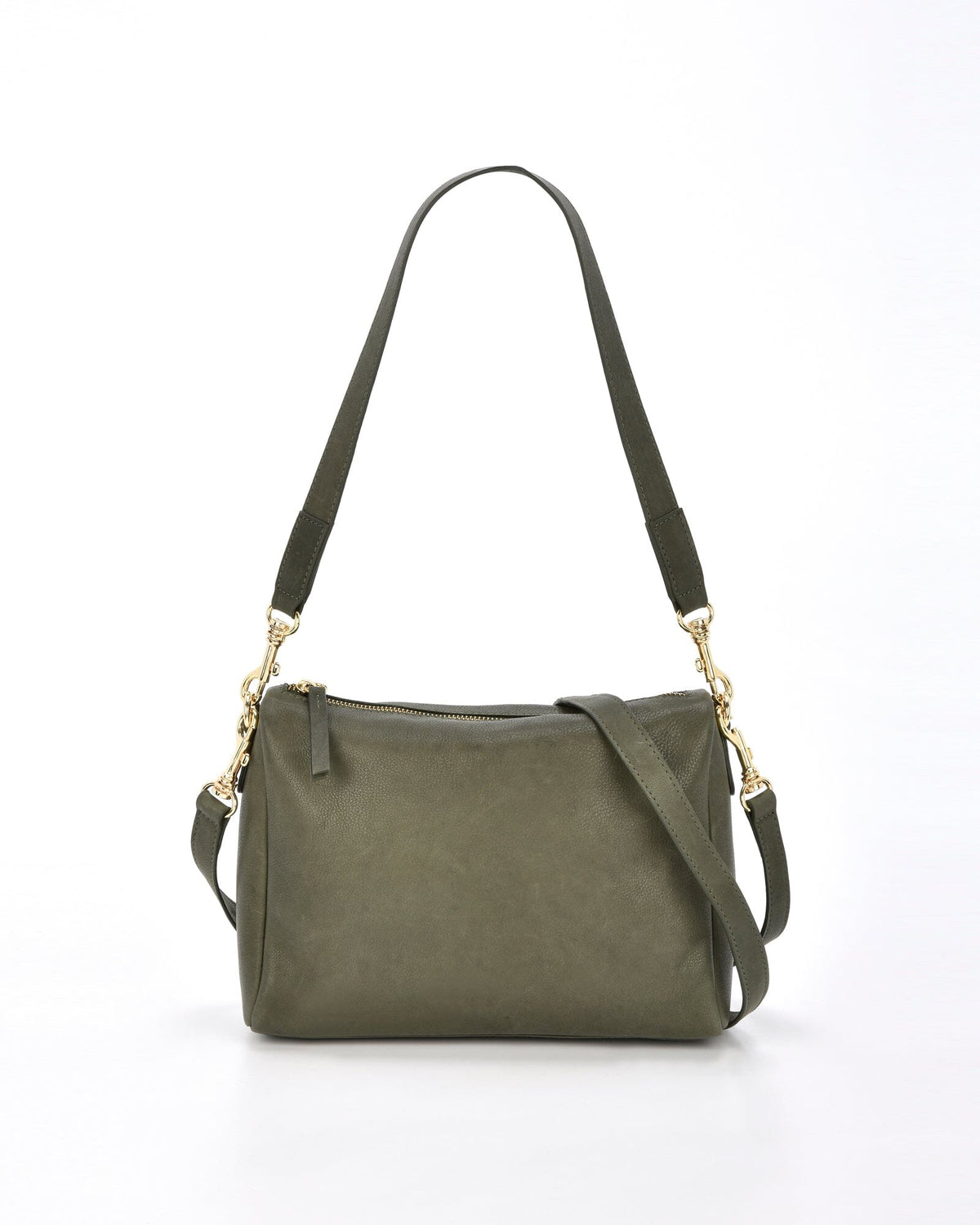 Jules Soft Natural Grain Leather Crossbody Bag – Olive