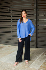 Silver Wishes Knit Top in Cornflower - detail view