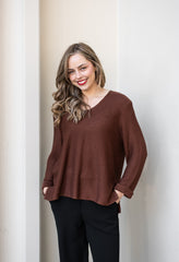 Silver Wishes Knit Top in Chocolate - detail view