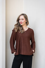 Silver Wishes Knit Top in Chocolate - alternate model view