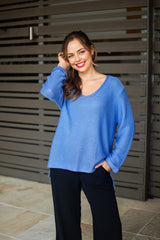Silver Wishes Knit Top in Cornflower - alternate model view