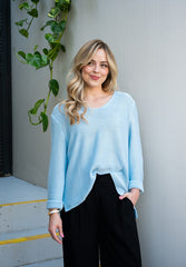 Silver Wishes Knit Top in Baby Blue - alternate model view