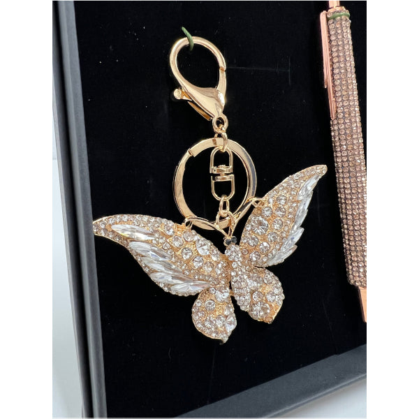 Bling Butterfly Keyring & Diamond Pen Gift Set