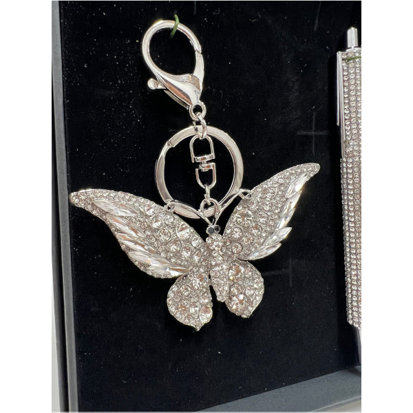 Bling Butterfly Keyring & Diamond Pen Gift Set