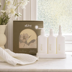 al.ive body Kitchen Trio & Waffle Towel Gift Set – Lemon Myrtle & Honeydew