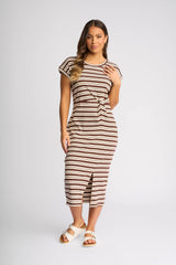Knewe Label Parker Dress in Chocolate/Ecru
