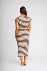 Knewe Label Parker Dress in Chocolate/Ecru detail view
