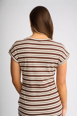 Knewe Label Parker Dress in Chocolate/Ecru back view