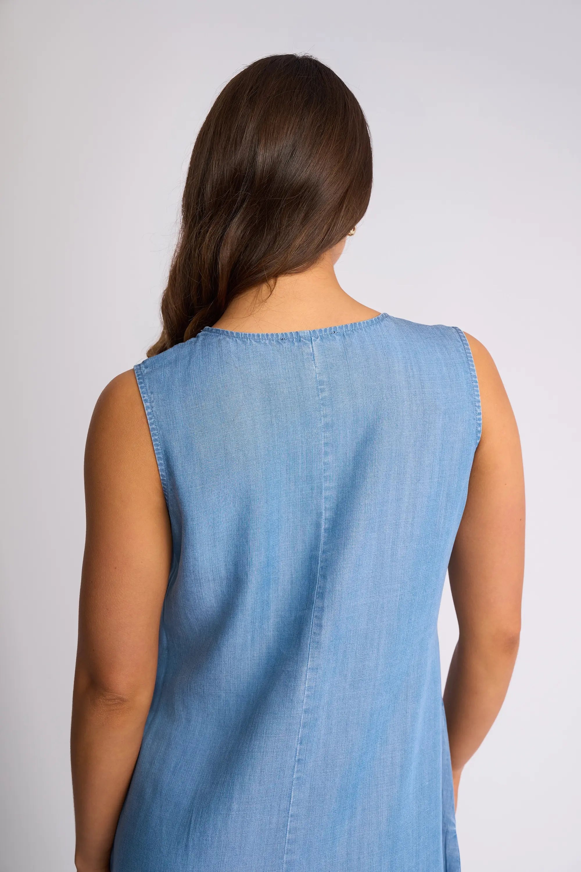Knewe Label Sky Dress in Light Wash back view