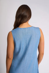 Knewe Label Sky Dress in Light Wash back view