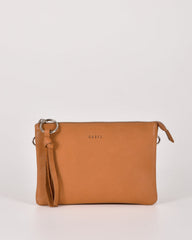 Lily Double Zip Soft Leather Crossbody Bag – Tan