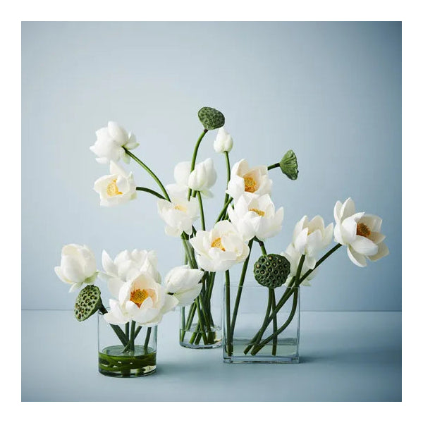 Faux Lotus Mix In Glass Vase 66cm - Pickup In Store Only