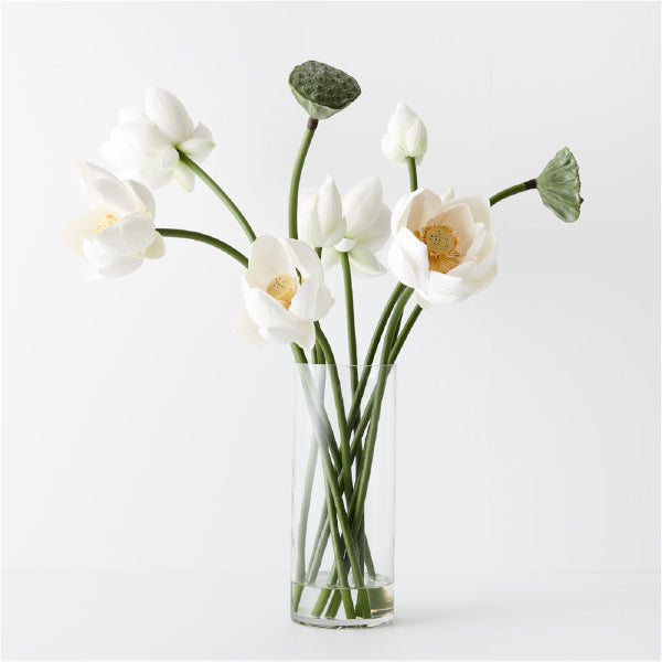 Faux Lotus Mix In Glass Vase 66cm - Pickup In Store Only