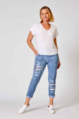 Linen Blend Top - White
