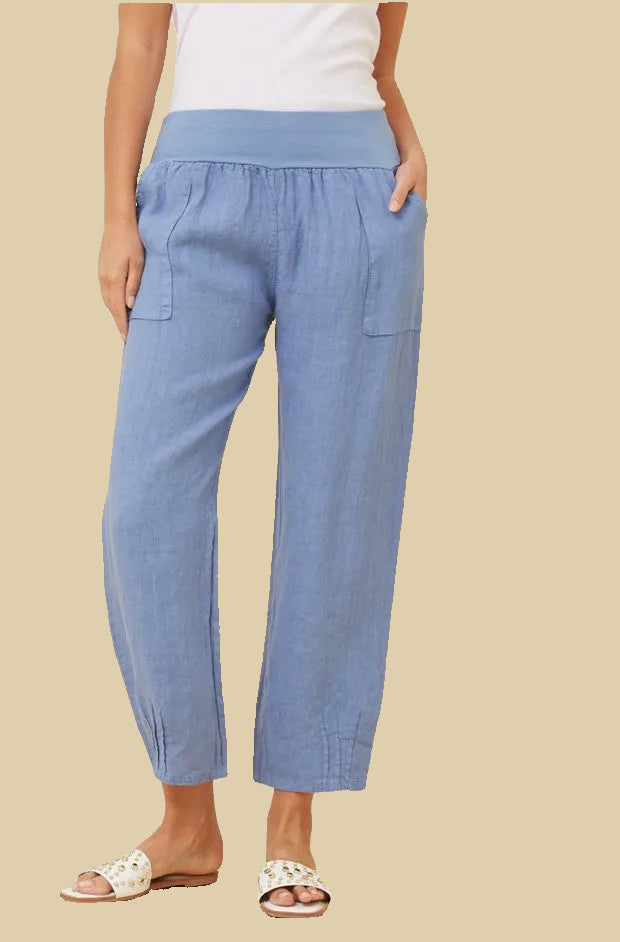 Linen Tapered Pants  – Denim