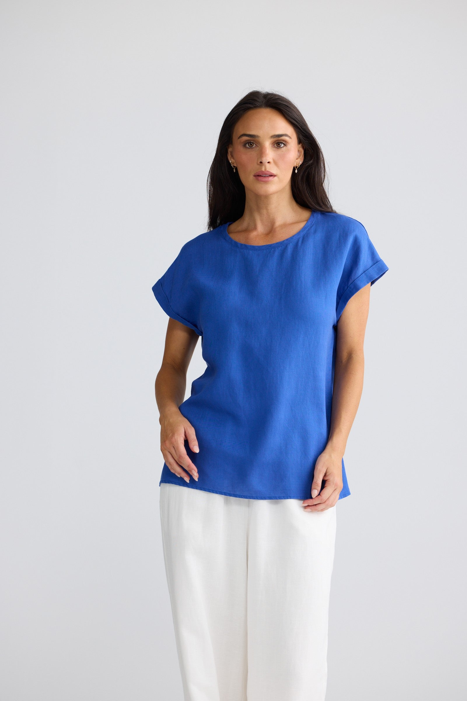 Percy Top in Cobalt - front view alternate, Brave & True