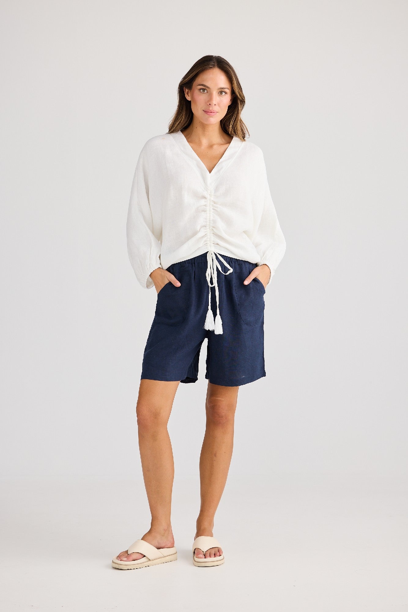 Holiday Happy Hour Top in white, detail