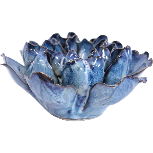 Tealight Flower Blue 14x7cm